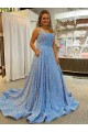 Sleeveless Scoop Neck A-Line Velvet Sequin Prom Dress / Evening Dress Worcester