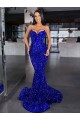 Sleeveless Spaghetti Straps Mermaid Velvet Sequin Evening Gown / Prom Dress Worcester