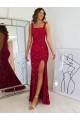 Sleeveless Square Neck Sheath Velvet Sequin Prom Dress Worcester