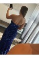 Fuchsia Sleeveless Strapless Sheath Velvet Sequin Prom Dress Worcester