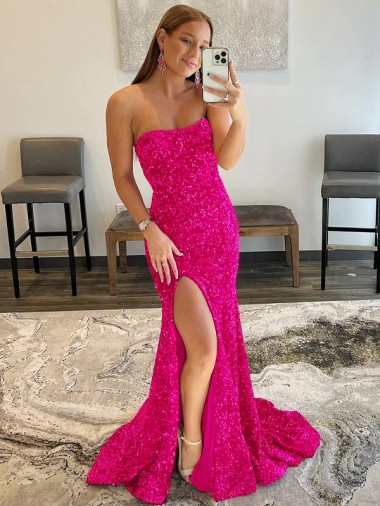Fuchsia Sleeveless Strapless Sheath Velvet Sequin Prom Dress Worcester