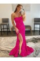 Fuchsia Sleeveless Strapless Sheath Velvet Sequin Prom Dress Worcester