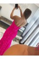 Fuchsia Sleeveless Strapless Sheath Velvet Sequin Prom Dress Worcester