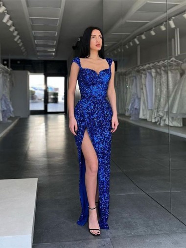 Sleeveless Spaghetti Straps Sheath Velvet Sequin Evening Gown / Prom Dress Worcester
