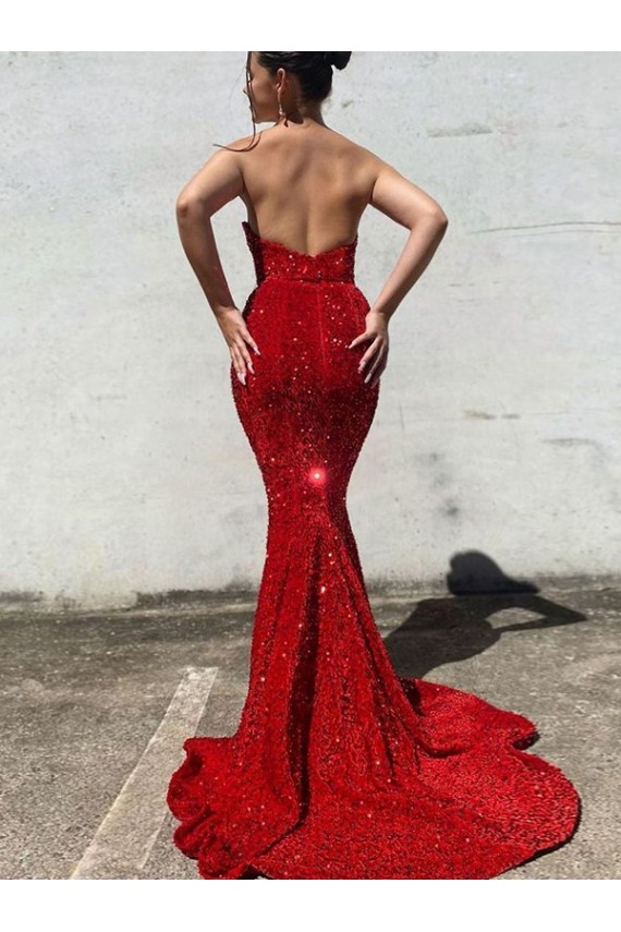 Sleeveless Sweetheart Mermaid Velvet Sequin Prom Dress / Evening Gown Worcester