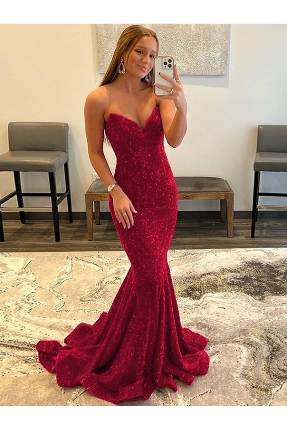Burgundy Sleeveless Sweetheart Sheath Velvet Sequin Prom Dress Worcester