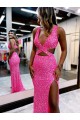 Sleeveless V-Neck Sheath Velvet Sequin Evening Dresses Worcester