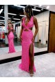 Sleeveless V-Neck Sheath Velvet Sequin Evening Dresses Worcester