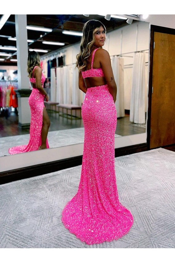 Sleeveless V-Neck Sheath Velvet Sequin Evening Dresses Worcester