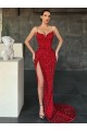 Red Sleeveless V-Neck Sheath Velvet Sequin Evening Gown / Prom Dress Worcester