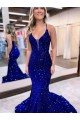 Sleeveless V-Neck Mermaid Velvet Sequin Prom Dress Worcester