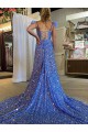 Sleeveless V-Neck A-Line Velvet Sequin Prom Dress / Evening Dress Worcester