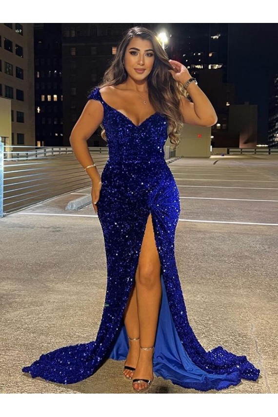 Sleeveless V-Neck Sheath Velvet Sequin Dress Worcester