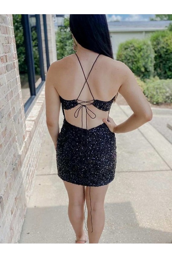 Sleeveless Halter Neck Sheath Velvet Sequin Prom Dress Worcester