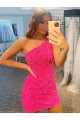 Sleeveless One Shoulder Sheath Velvet Sequin Evening Gown Worcester