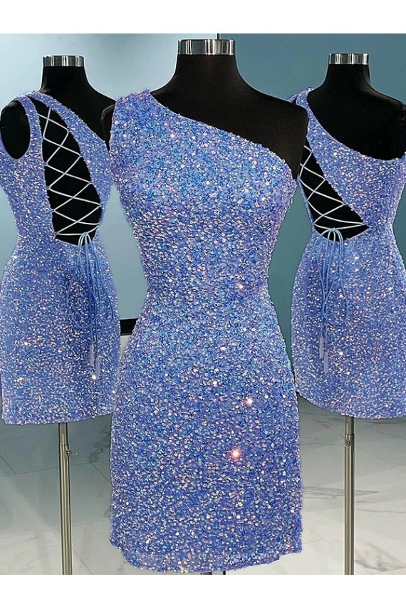 Sleeveless One Shoulder Sheath Velvet Sequin Prom Dress Worcester