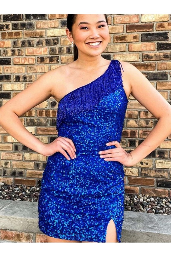 Sleeveless One Shoulder Sheath Velvet Sequin Homecoming Dresses Worcester