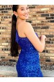 Sleeveless One Shoulder Sheath Velvet Sequin Homecoming Dresses Worcester