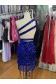 Sleeveless One Shoulder Sheath Velvet Sequins Homecoming Dress Worcester