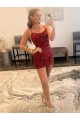 Burgundy Sleeveless Spaghetti Straps Sheath Velvet Sequin Prom Dress / Evening Gown Worcester