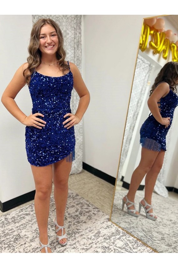 Sleeveless Spaghetti Straps Sheath Velvet Sequin Prom Dress Worcester
