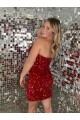 Burgundy Sleeveless Sweetheart Sheath Velvet Sequin Evening Dresses Worcester