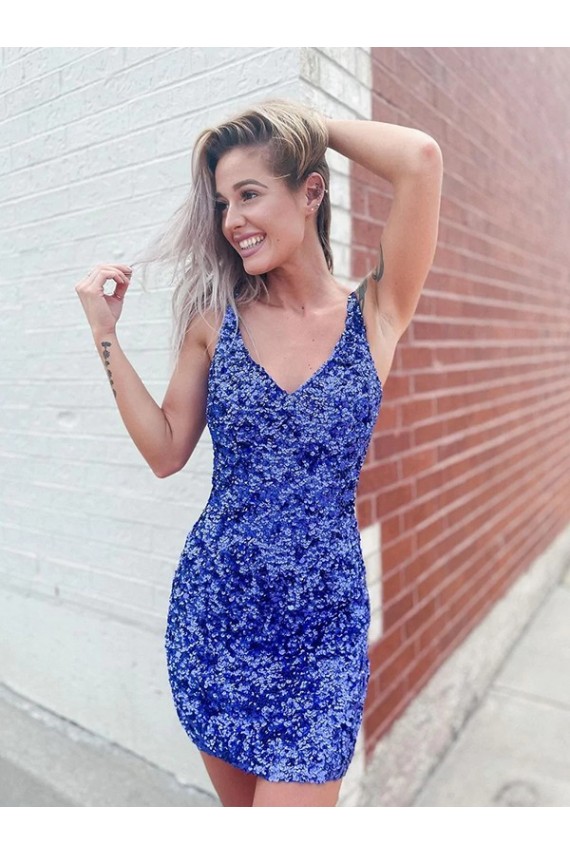 Sleeveless V-Neck Sheath Velvet Sequin Evening Dress Worcester