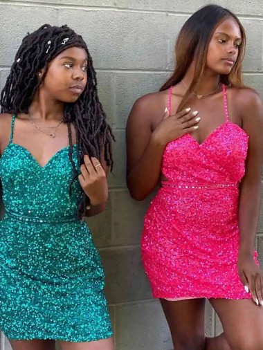 Dark Green Sleeveless V-Neck Sheath Velvet Sequin Prom Dress Worcester