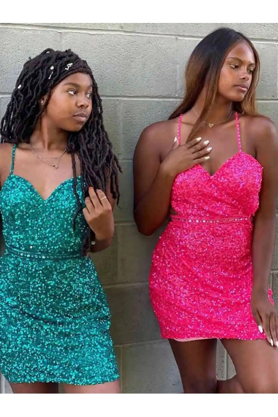 Dark Green Sleeveless V-Neck Sheath Velvet Sequin Prom Dress Worcester