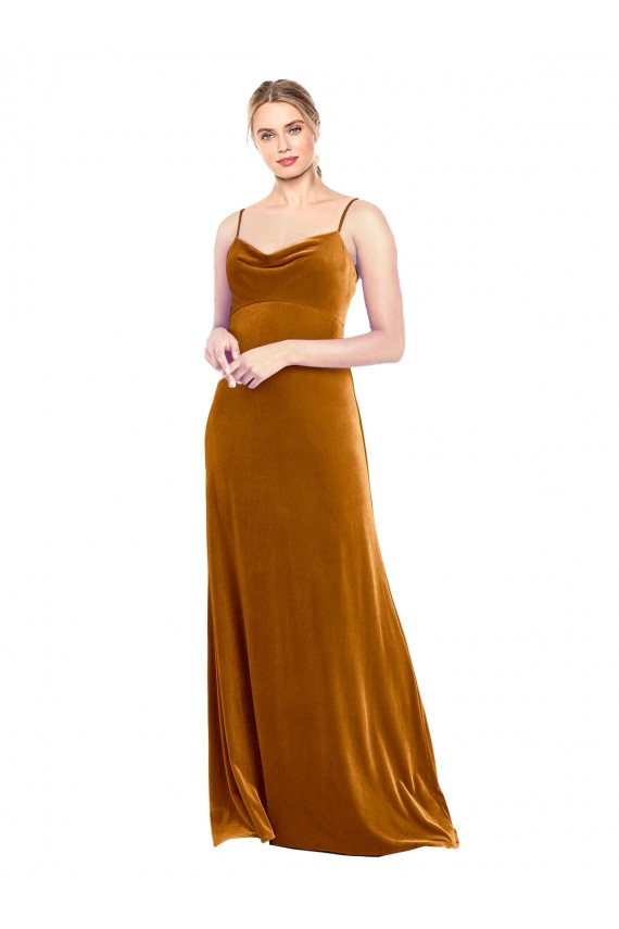 Sleeveless Spaghetti Straps A-Line Stretch Velvet Prom Dress / Bridesmaid Dress Worcester