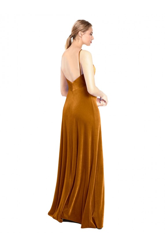 Sleeveless Spaghetti Straps A-Line Stretch Velvet Prom Dress / Bridesmaid Dress Worcester