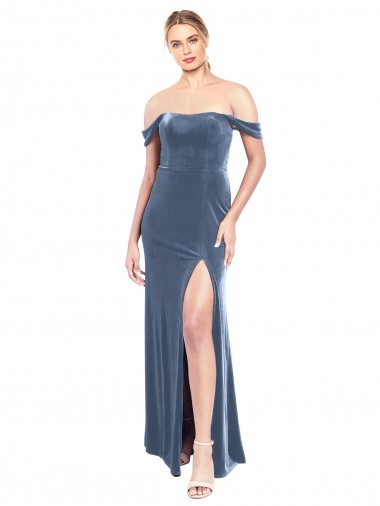 Sleeveless Off the Shoulder A-Line Stretch Velvet Prom Dress / Bridesmaid Dress Worcester
