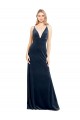 V-Back Dark Navy Sleeveless V-Neck A-Line Stretch Velvet Prom Dress / Bridesmaid Dress Worcester