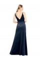 V-Back Dark Navy Sleeveless V-Neck A-Line Stretch Velvet Prom Dress / Bridesmaid Dress Worcester