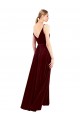 V-Back Burgundy Sleeveless V-Neck A-Line Stretch Velvet Bridesmaid Dress / Evening Dress Worcester