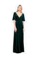 V-Back Flutter Sleeves V-Neck A-Line Stretch Velvet Prom Dress / Bridesmaid Dress Worcester