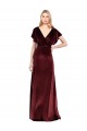 Open Back Flutter Sleeves V-Neck A-Line Stretch Velvet Prom Dress / Bridesmaid Dress Worcester