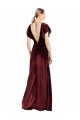 Open Back Flutter Sleeves V-Neck A-Line Stretch Velvet Prom Dress / Bridesmaid Dress Worcester