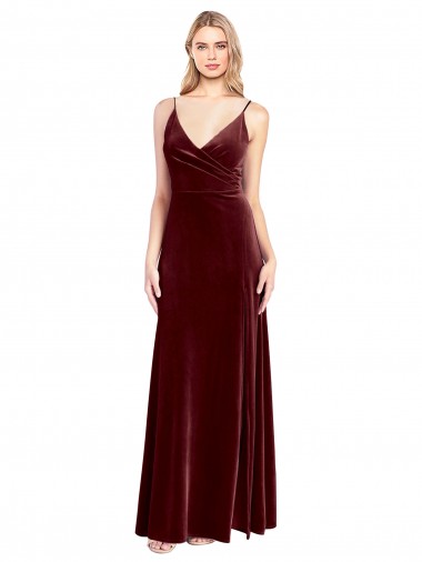 V-Back Sleeveless V-Neck A-Line Stretch Velvet Black Tie Prom Dress / Bridesmaid Dress Worcester