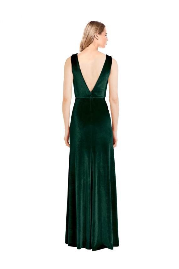 V-Back Sleeveless V-Neck A-Line Stretch Velvet Bridesmaid Dress / Formal Dress Worcester