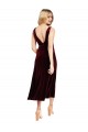 V-Back Burgundy Sleeveless V-Neck A-Line Stretch Velvet Prom Dress / Bridesmaid Dress Worcester