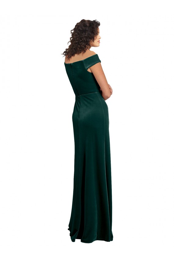 Cap Sleeves Square Neck A-Line Stretch Velvet Formal Evening Gown / Prom Dress / Bridesmaid Dress Worcester