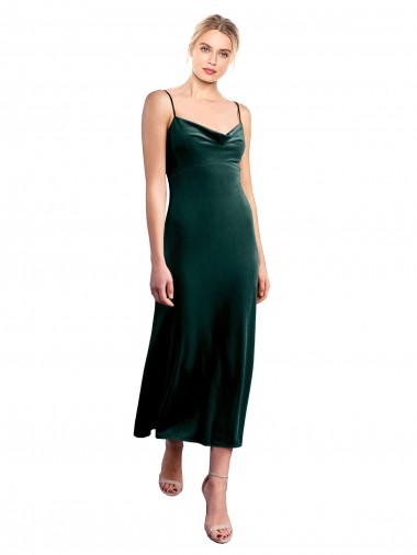 Low Back Sleeveless Spaghetti Straps A-Line Stretch Velvet Prom Dress / Bridesmaid Dress Worcester