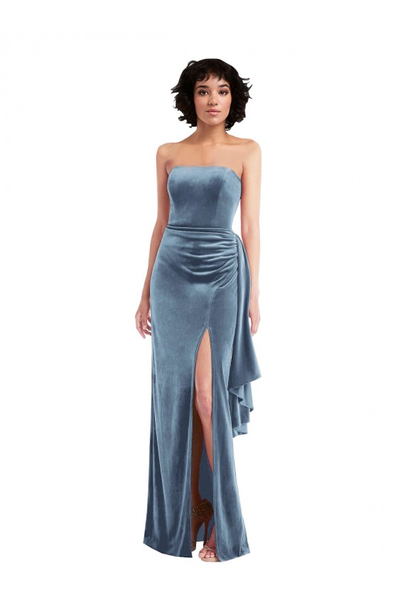 Low Back Sleeveless Strapless Sheath Stretch Velvet Formal Evening Gown / Prom Dress / Bridesmaid Dress Worcester