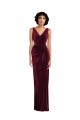 Sleeveless V-Neck Sheath Stretch Velvet Semi Formal Evening Dress / Prom Dress / Bridesmaid Dress Worcester