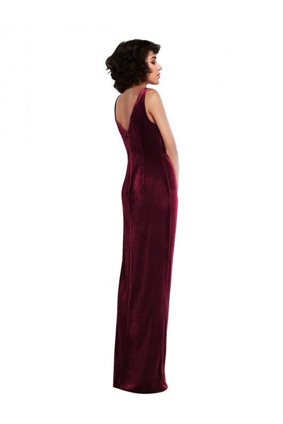 Sleeveless V-Neck Sheath Stretch Velvet Semi Formal Evening Dress / Prom Dress / Bridesmaid Dress Worcester