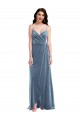 Low Back Dusty Blue Sleeveless Sweetheart A-Line Stretch Velvet Semi Formal Evening Dress / Prom Dress / Bridesmaid Dress Worcester