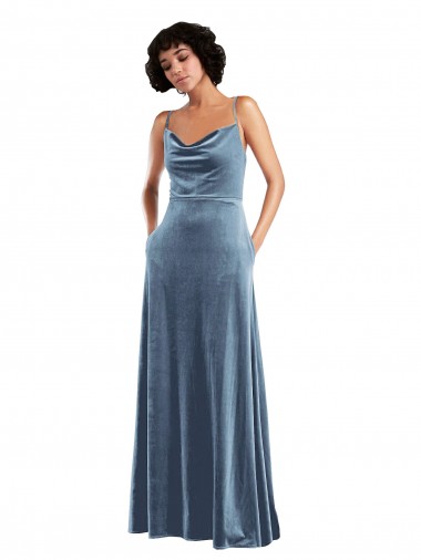 Criss Cross Open Back Sleeveless Cowl Neck Sheath Stretch Velvet Semi Formal Evening Dress / Prom Dress / Bridesmaid Dress Worcester