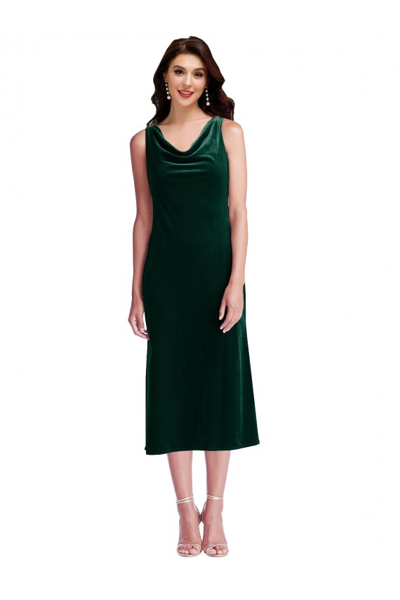V-Back Sleeveless Cowl Neck Sheath Stretch Velvet Evening Gown / Prom Dress / Bridesmaid Dress Worcester
