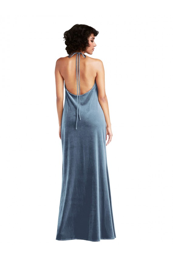 V-Back Sleeveless Cowl Neck Sheath Stretch Velvet Bridesmaid Dress / Evening Dress Worcester